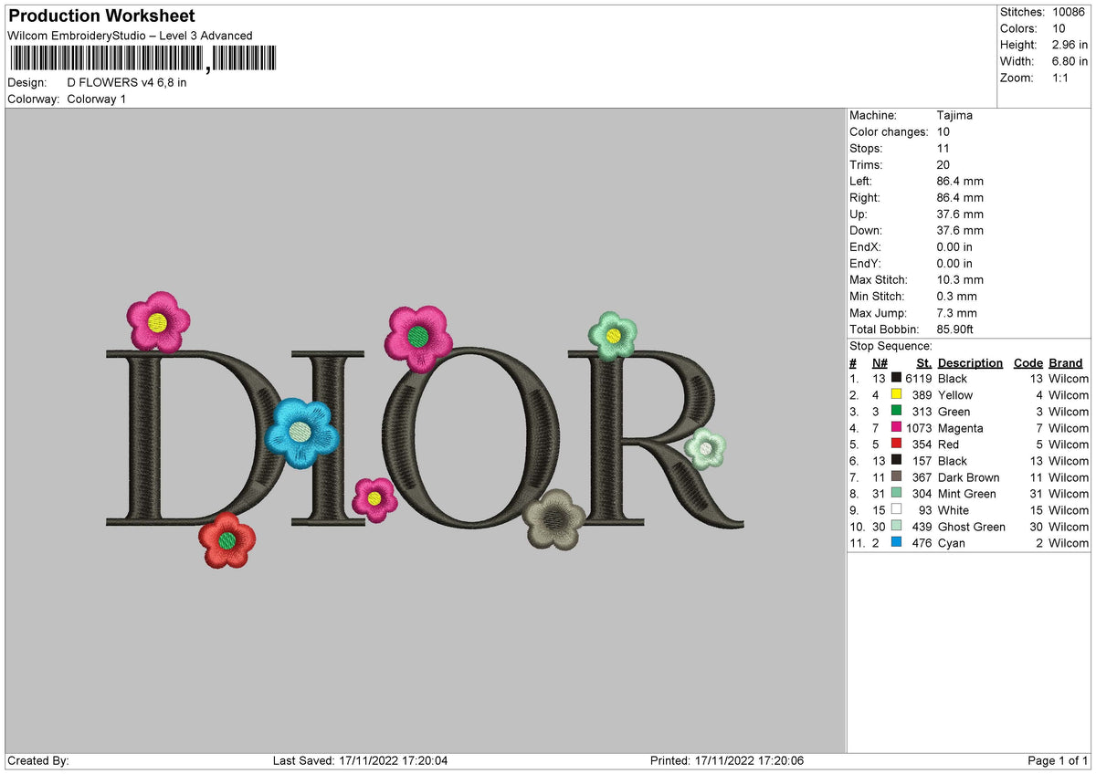 D Flowers V4 Embroidery File 6 sizes