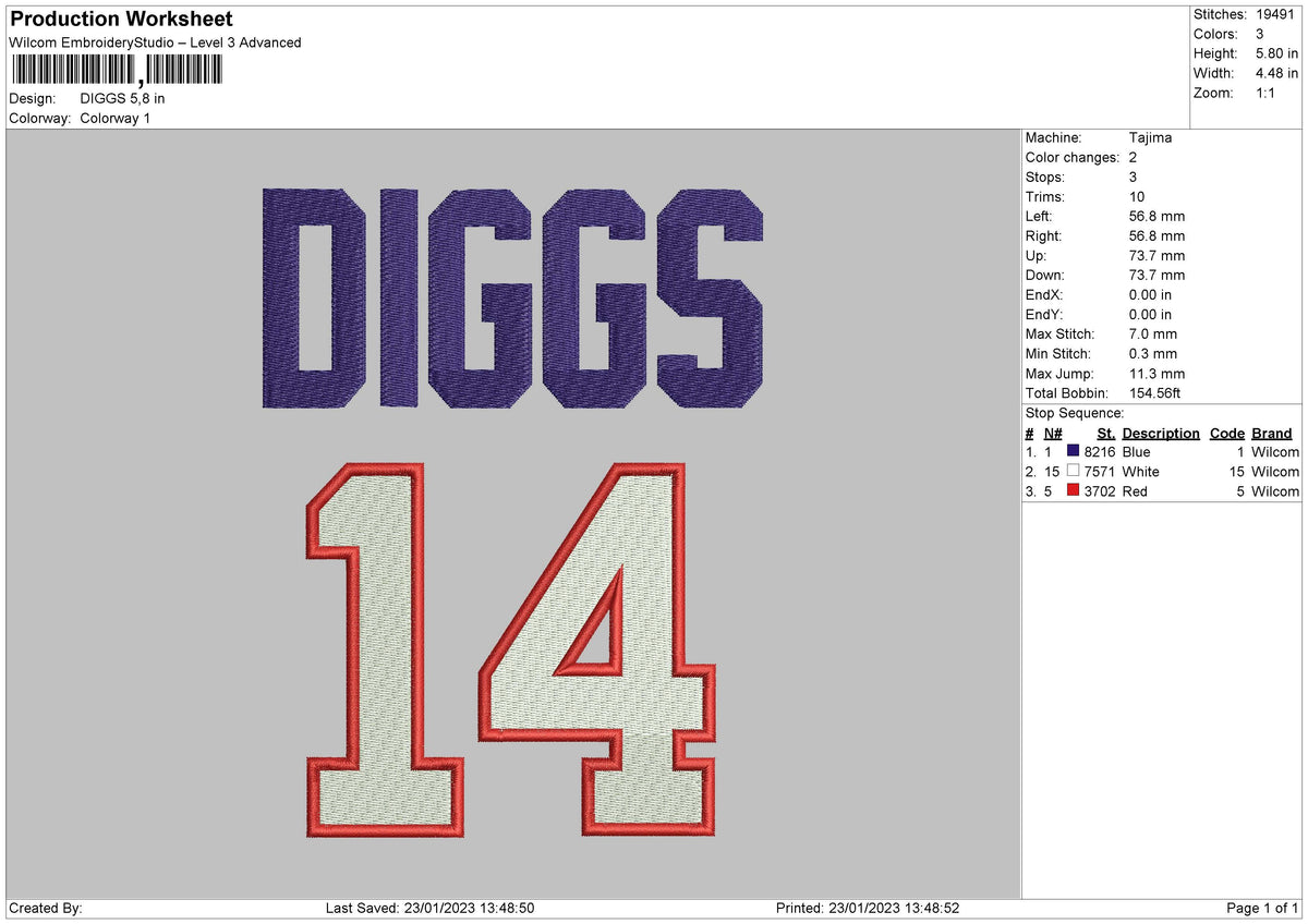 Diggs Embroidery File 6 sizes