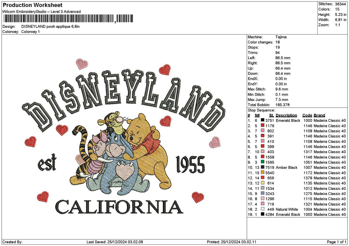 Dland Pooh 2512 Embroidery File 6 sizes