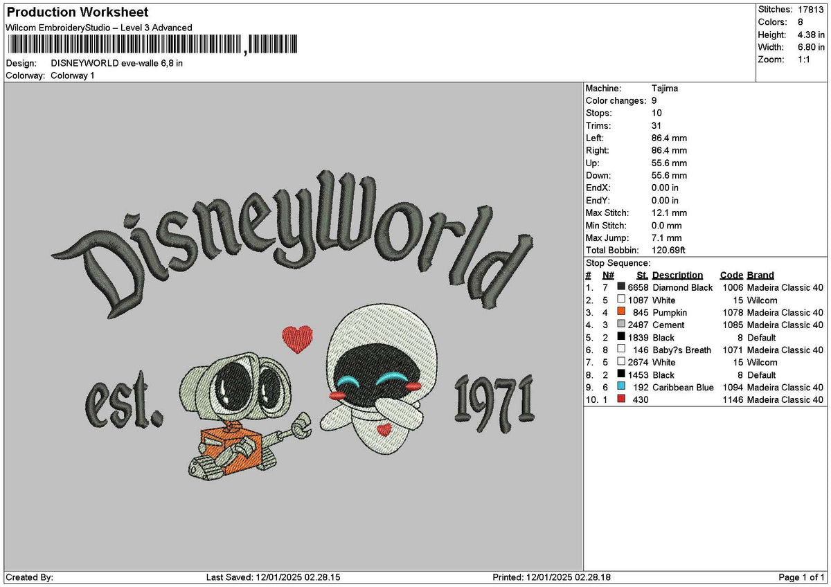 Dland Robots 1201 Embroidery File 6 sizes