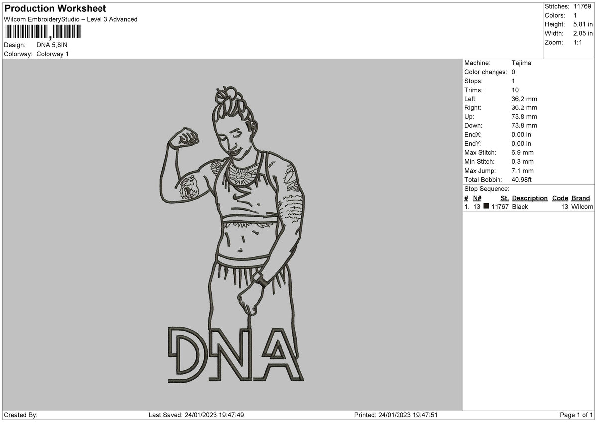 Dna Outline Embroidery File 6 sizes