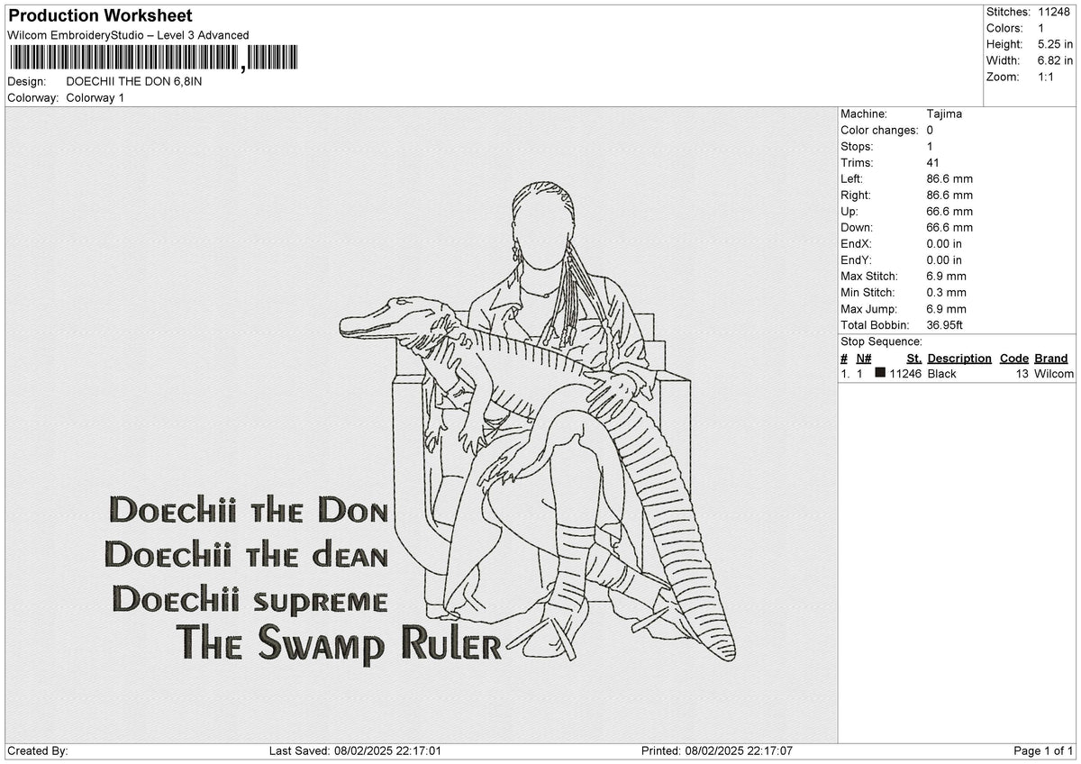 DOECHII THE DON Embroidery File 6 size