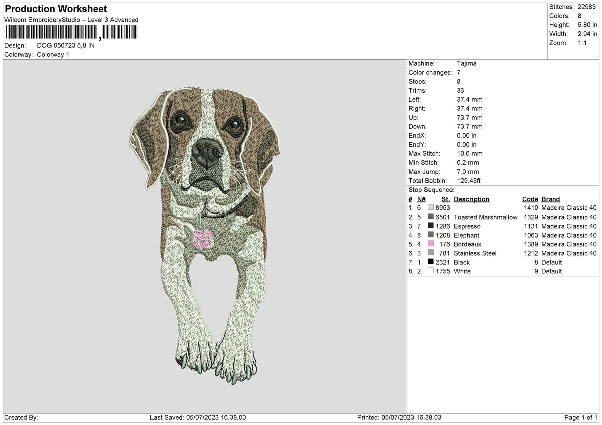 Dog 0507 Embroidery File 6 sizes