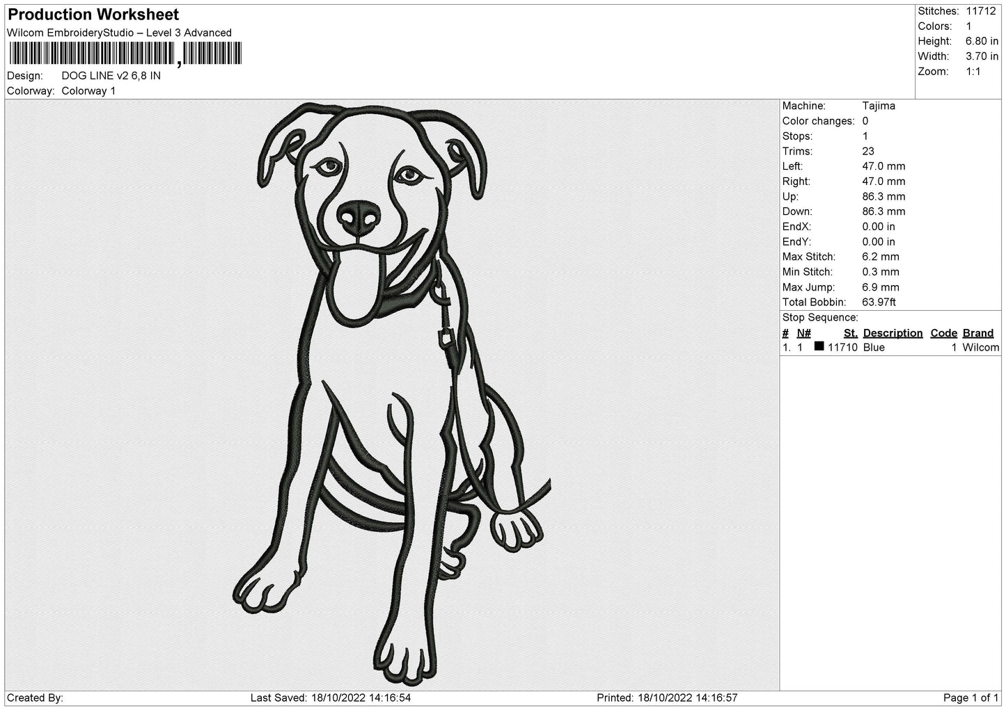Dog Line v2 Embroidery