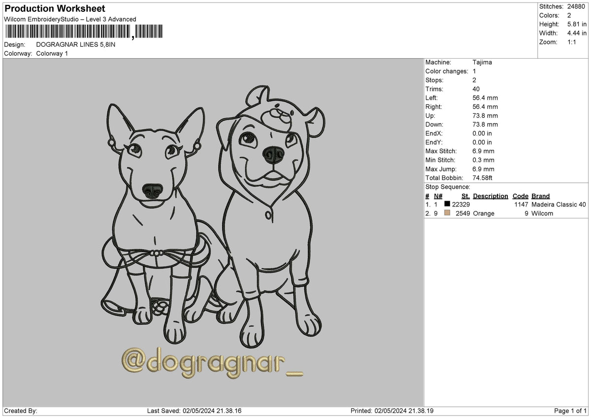 Dogs Outline 0205 Embroidery File 6 sizes