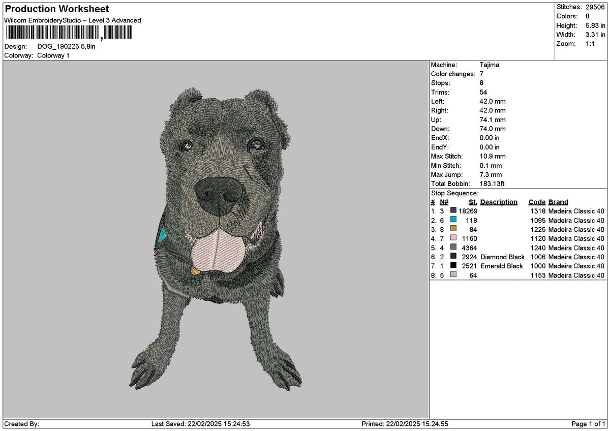 Dog 1902c Embroidery File 6 sizes