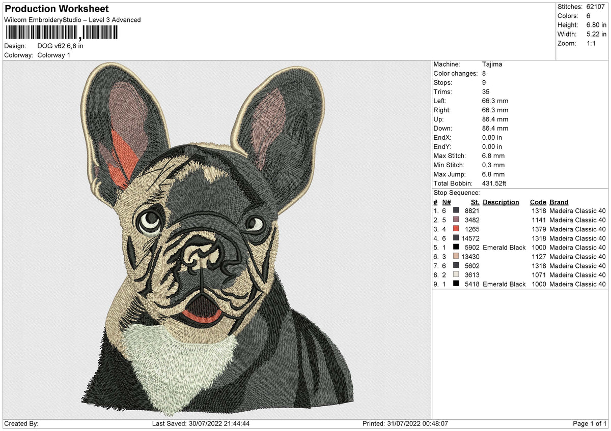 DOG v62 Embroidery