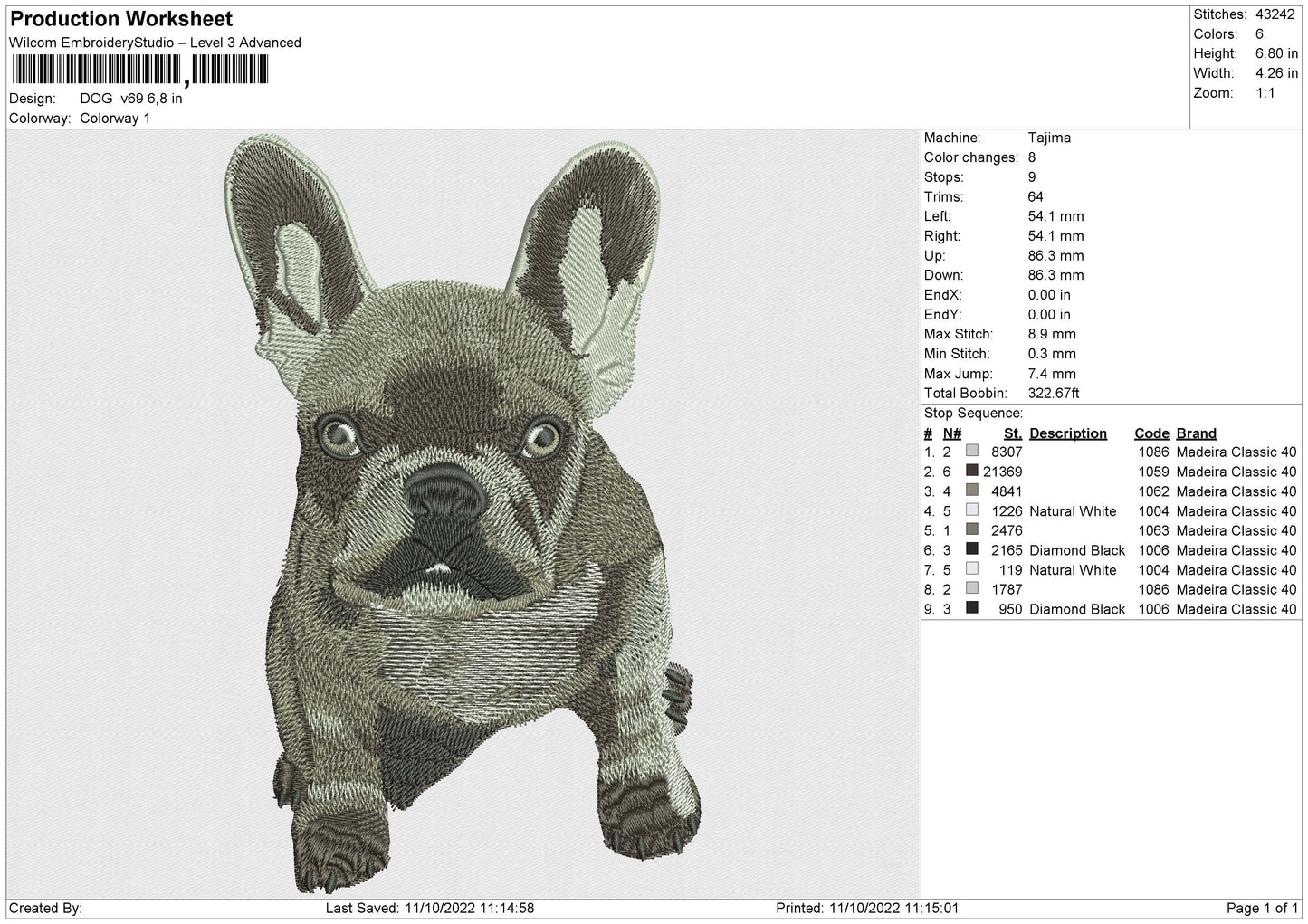 DOG v69 Embroidery