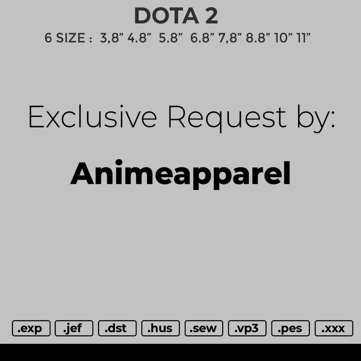 DOTA 2 Embroidery File 6 size