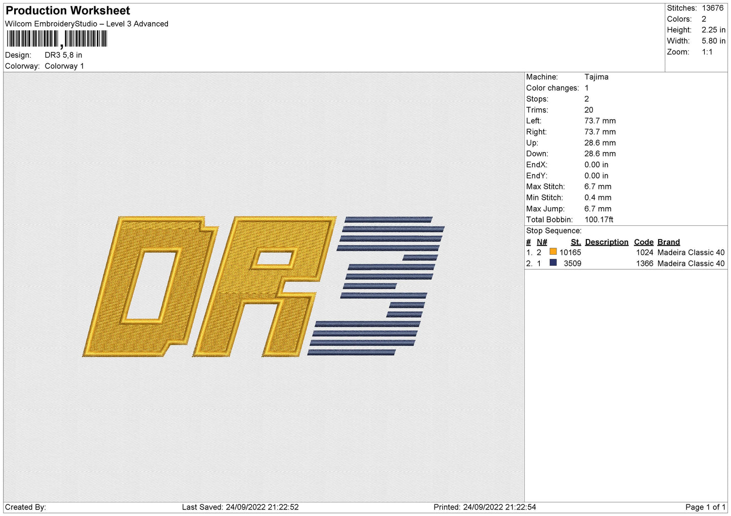 DR3 Embroidery