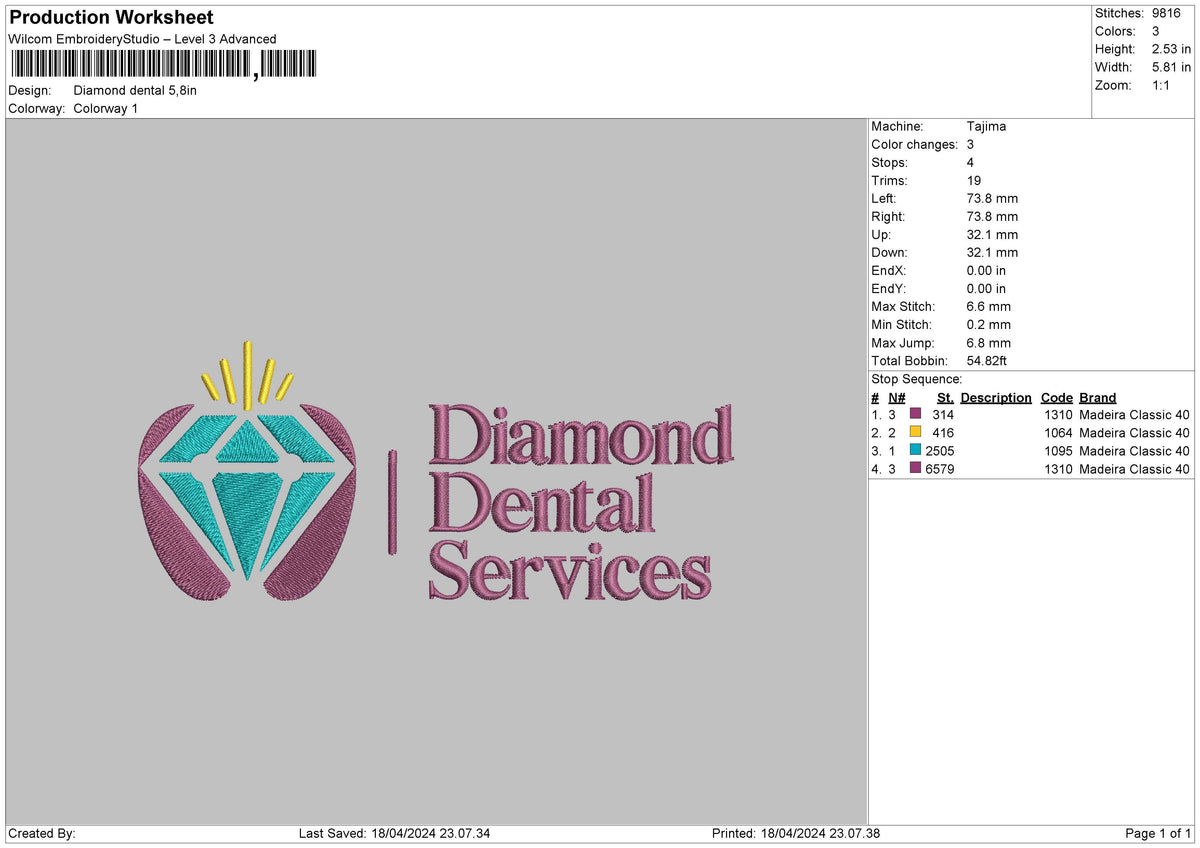 Diamondtext Embroidery File 6 sizes