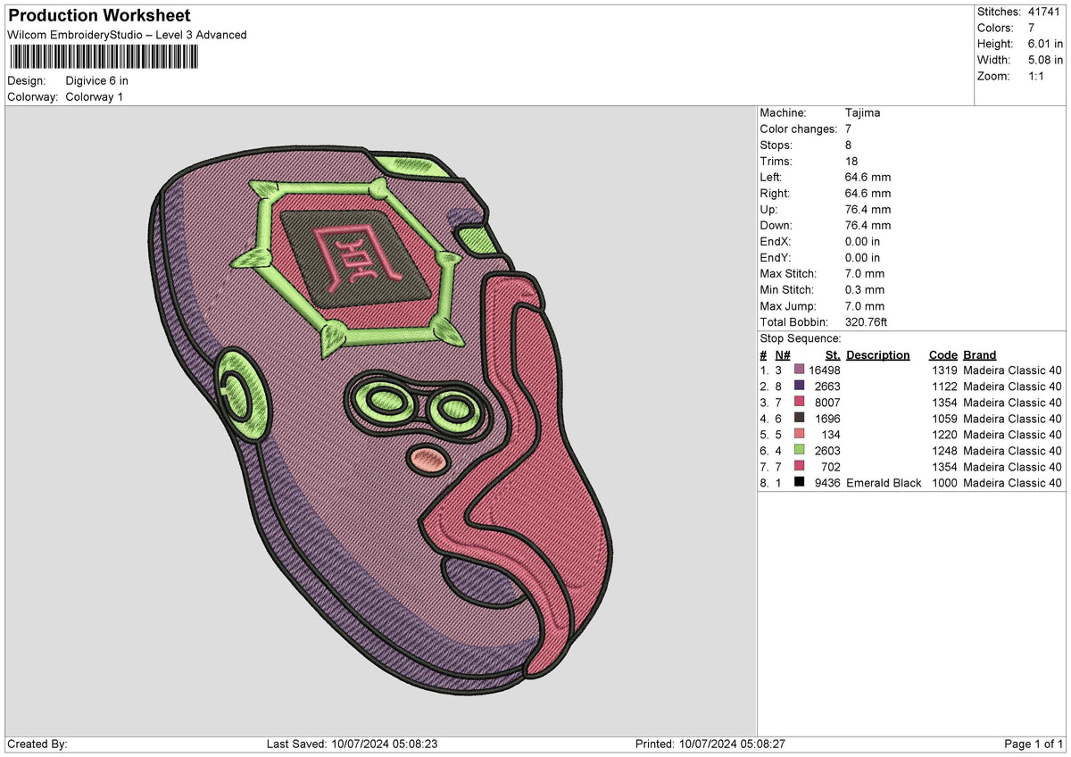 Digivice Embroidery File 6 size
