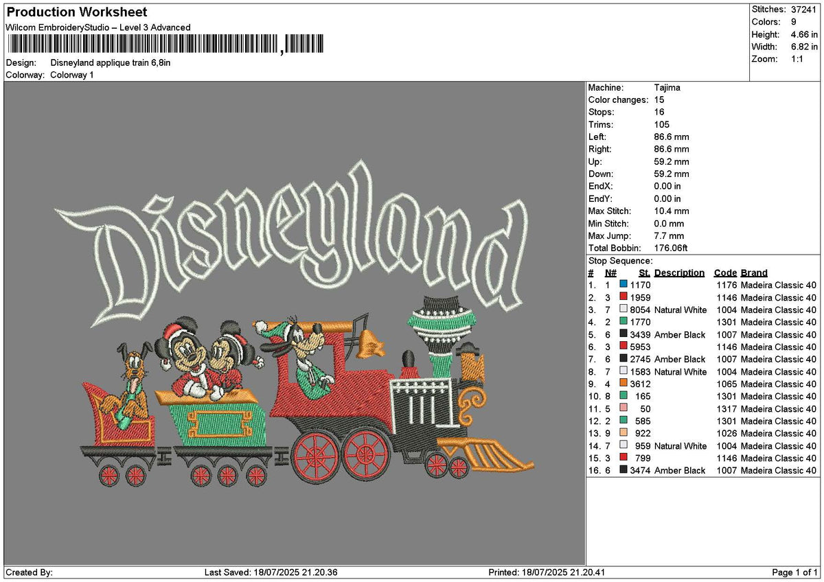 Dland Applique Train Embroidery File 6 sizes