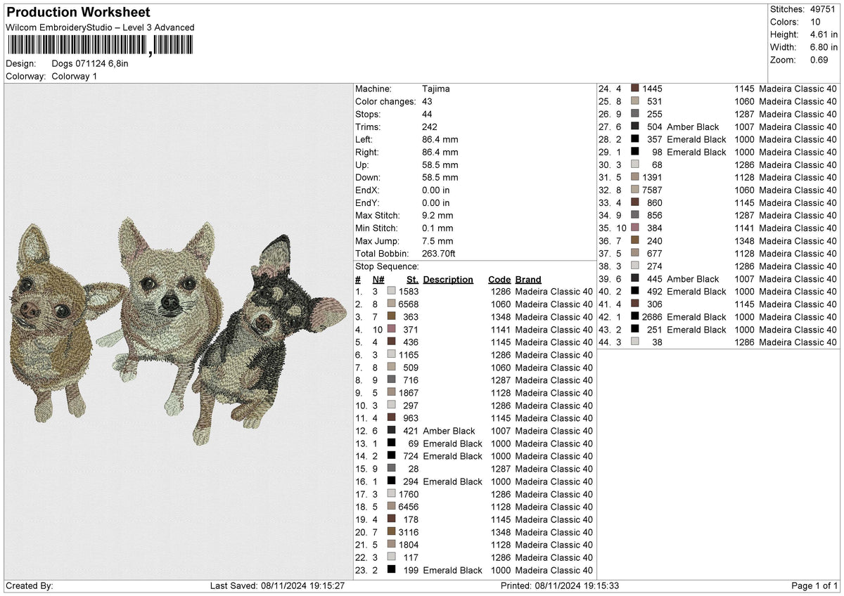 Dogs 071124 Embroidery File 6 size