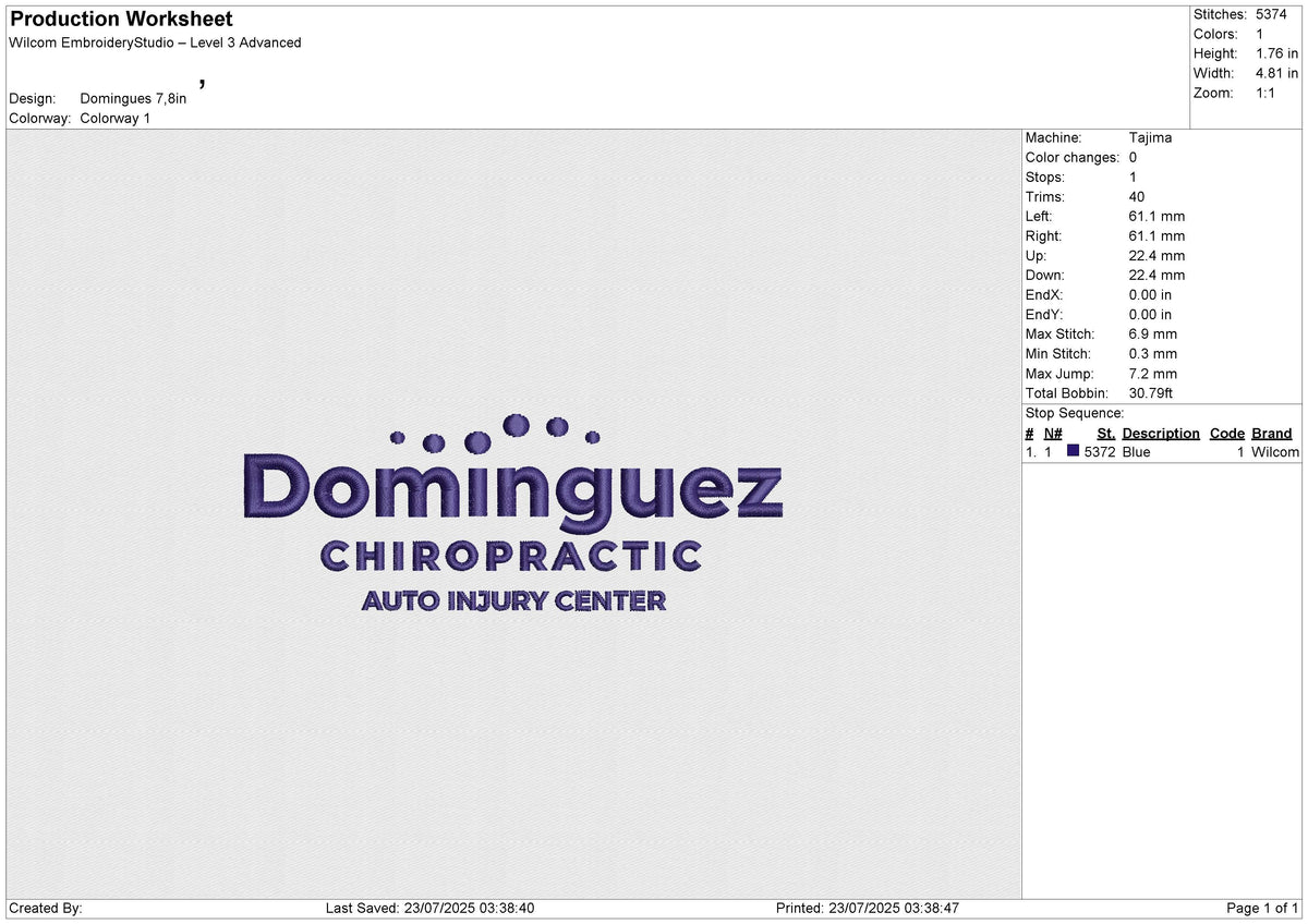 Domingues Embroidery File 6 size