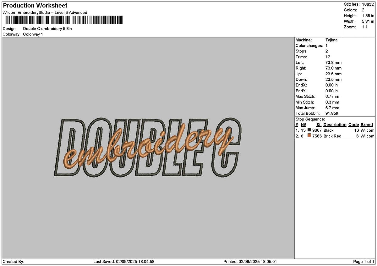 Doublectext V2 Embroidery File 6 sizes