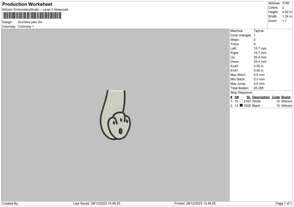 Dog Paw 01 Embroidery File 6 sizes