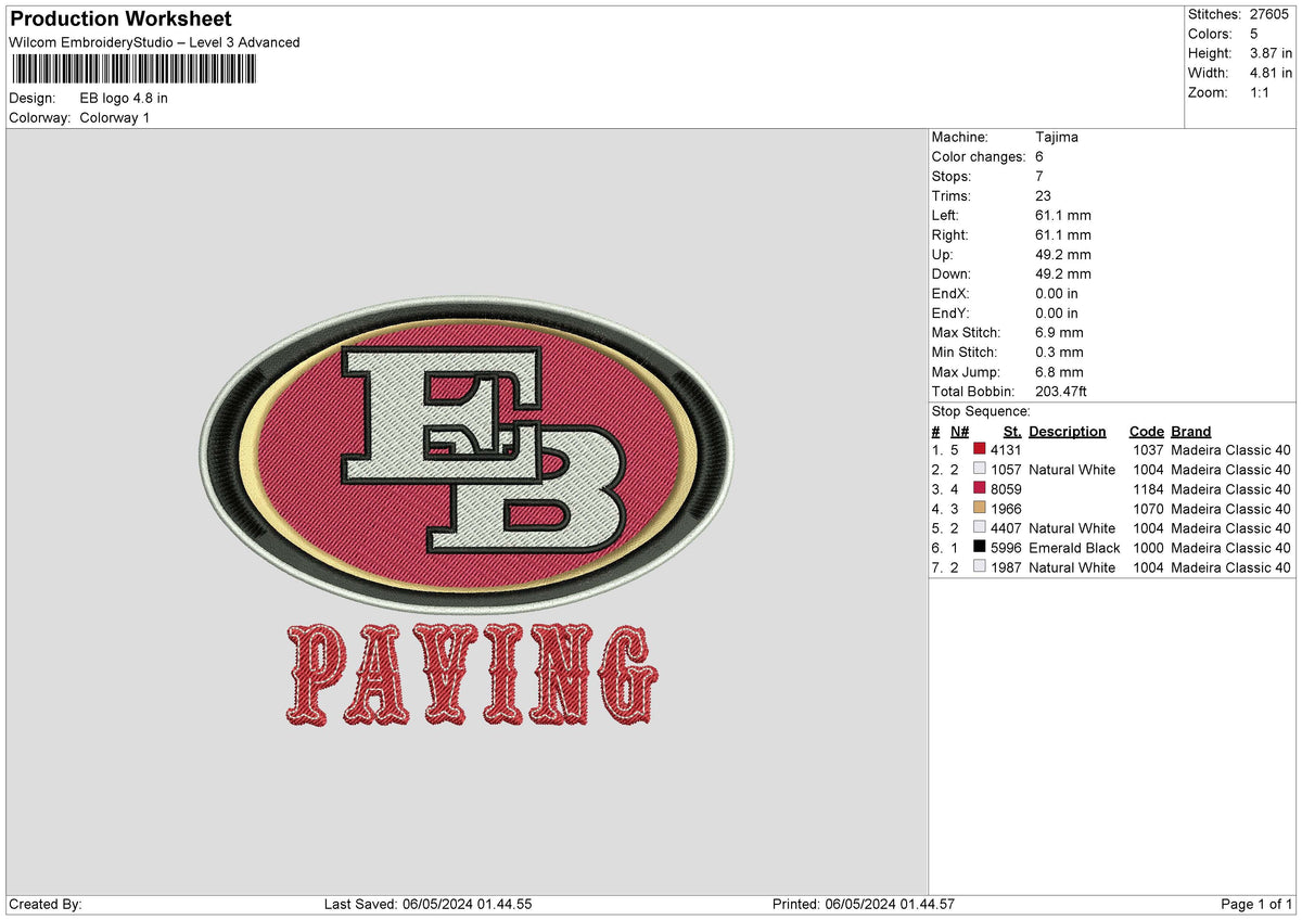 Eboval Embroidery File 6 sizes