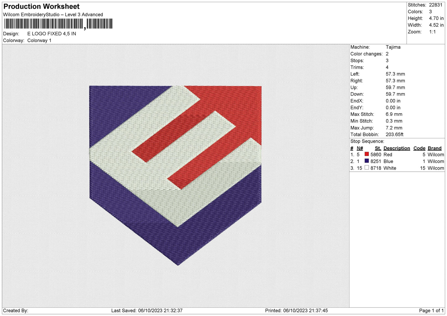 E LOGO Embroidery File 6 size