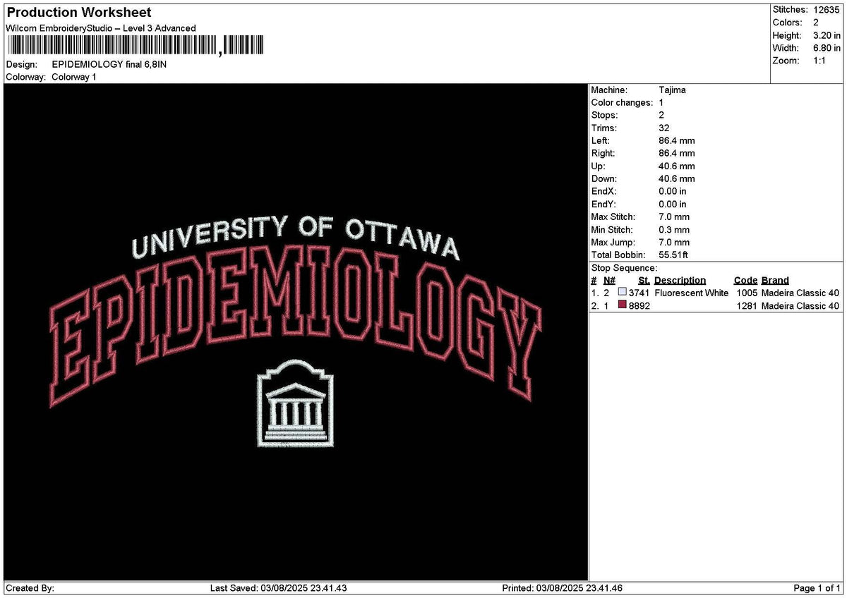 Epidemiologytext v2 Embroidery File 6 sizes