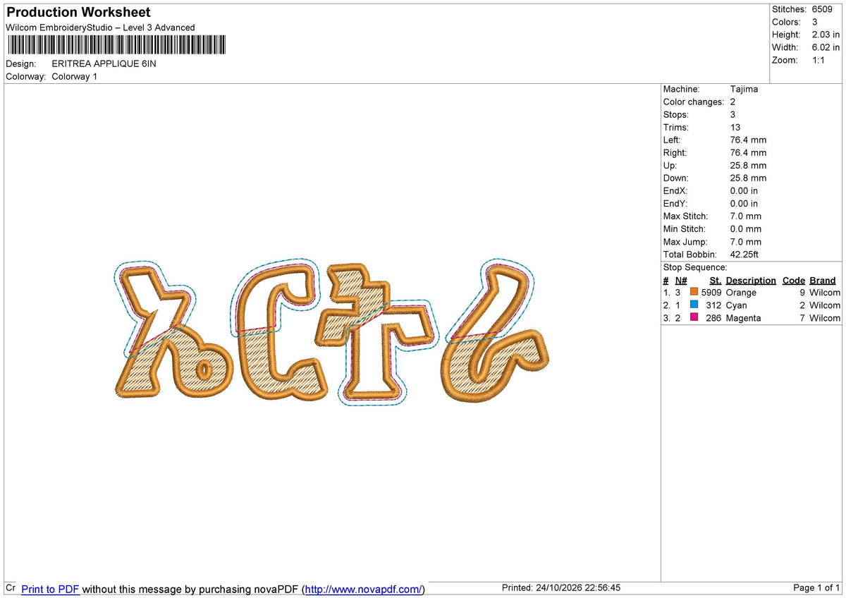ERITREA APPLIQUE Embroidery File 6 size