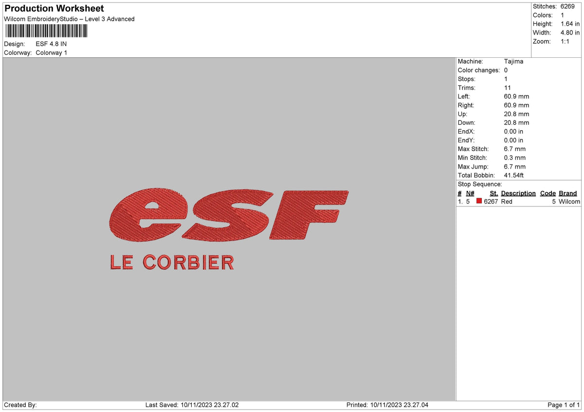 Esf Text Embroidery File 6 sizes