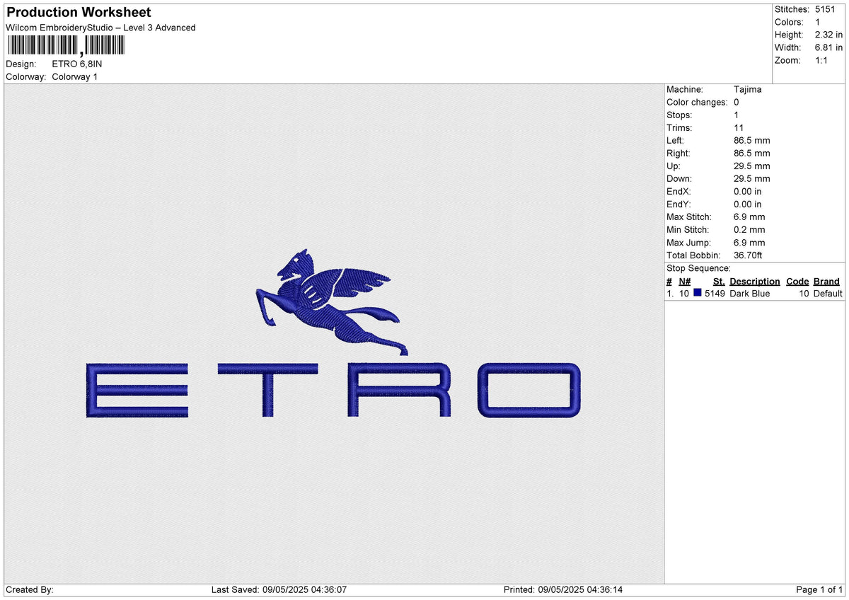 ETRO Embroidery File 6 size