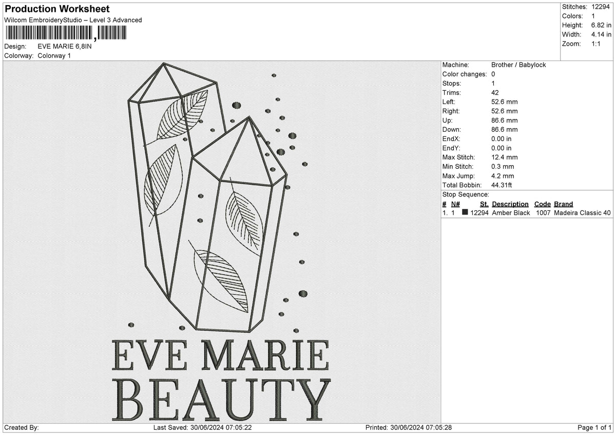 EVE MARIE Embroidery File 6 size