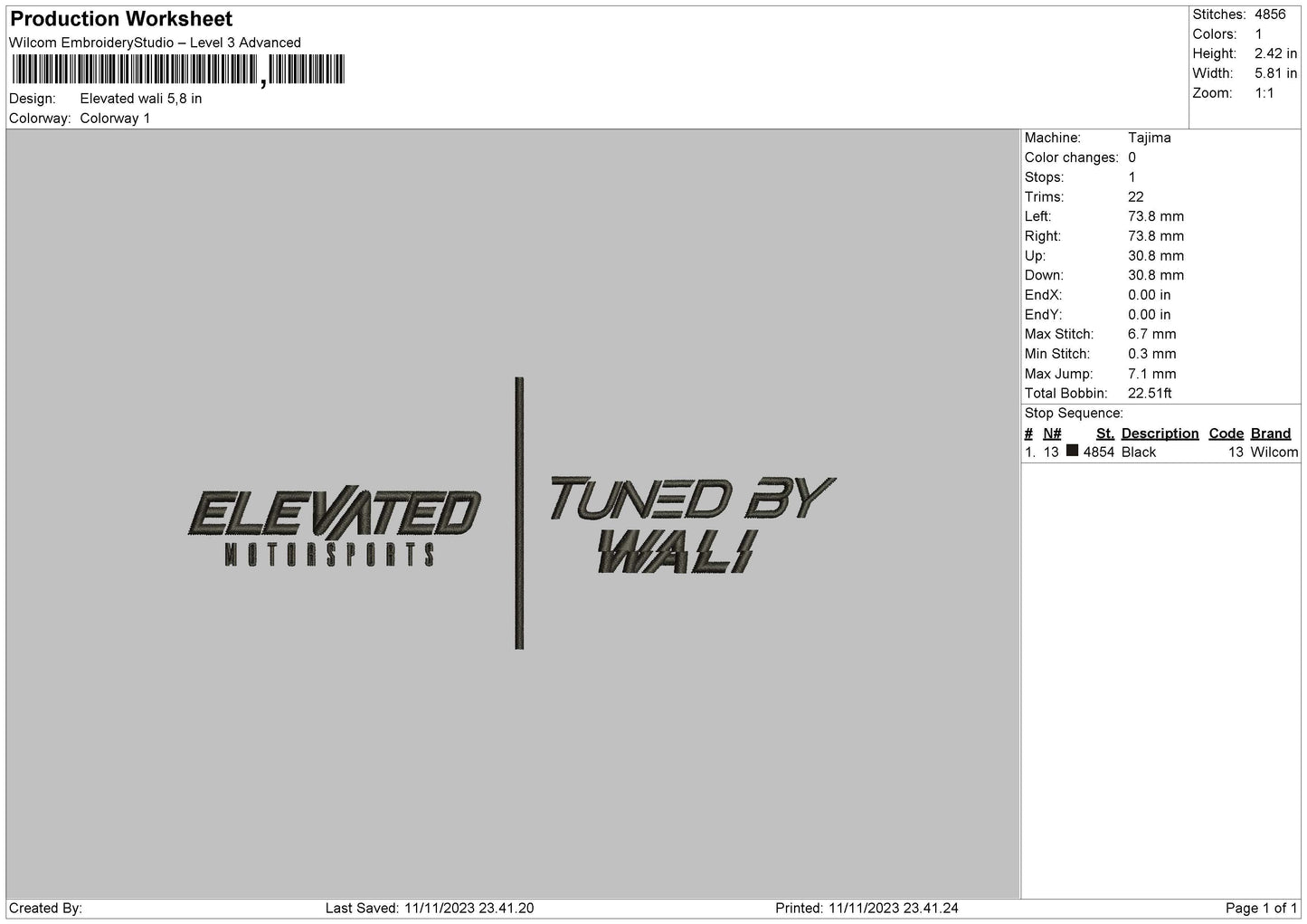 Elevated Embroidery File 6 sizes