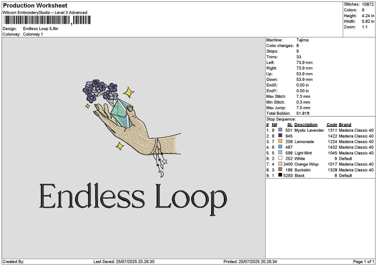 Endlesstext Embroidery File 6 sizes