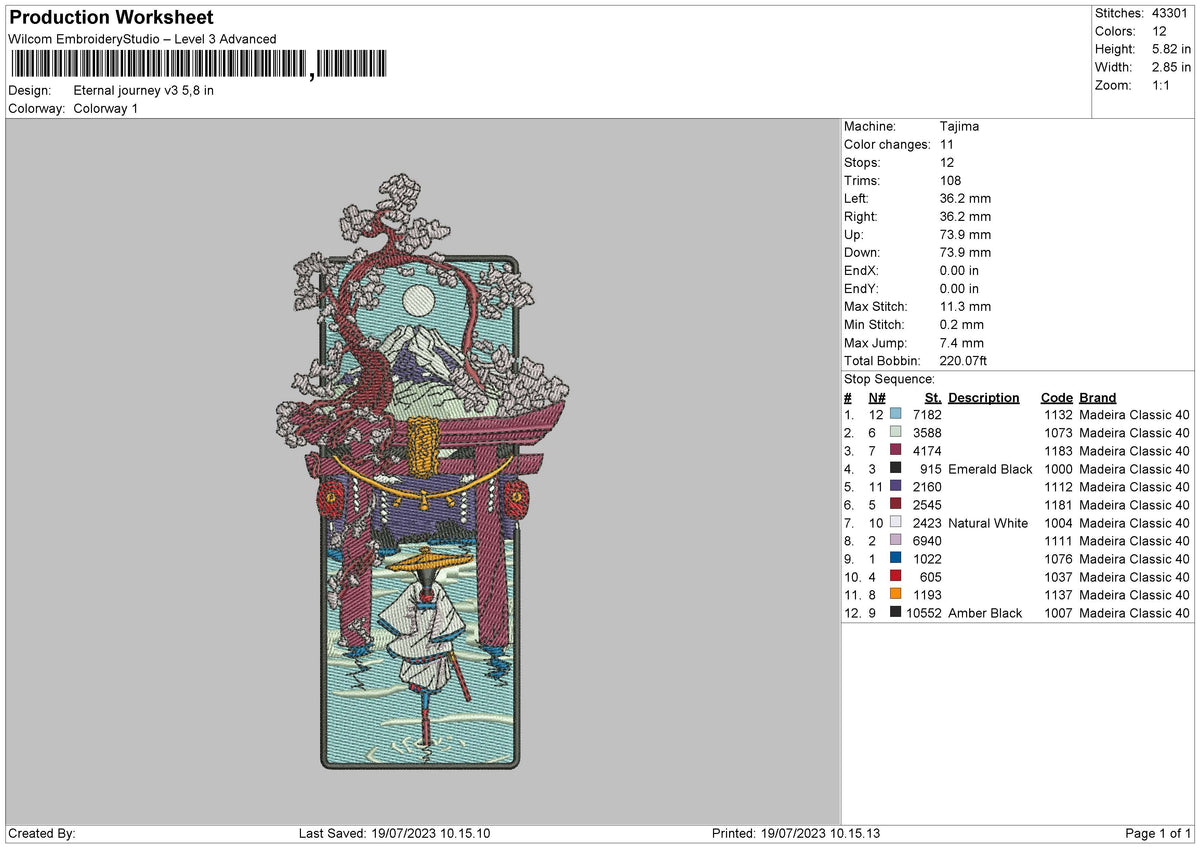 Eternal J V3 Embroidery File 6 sizes