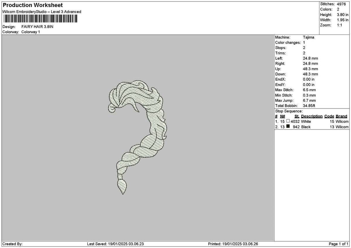 Small Hair Embroidery File 6 sizes