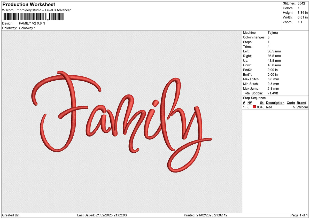 FAMILY V2 Embroidery File 6 size