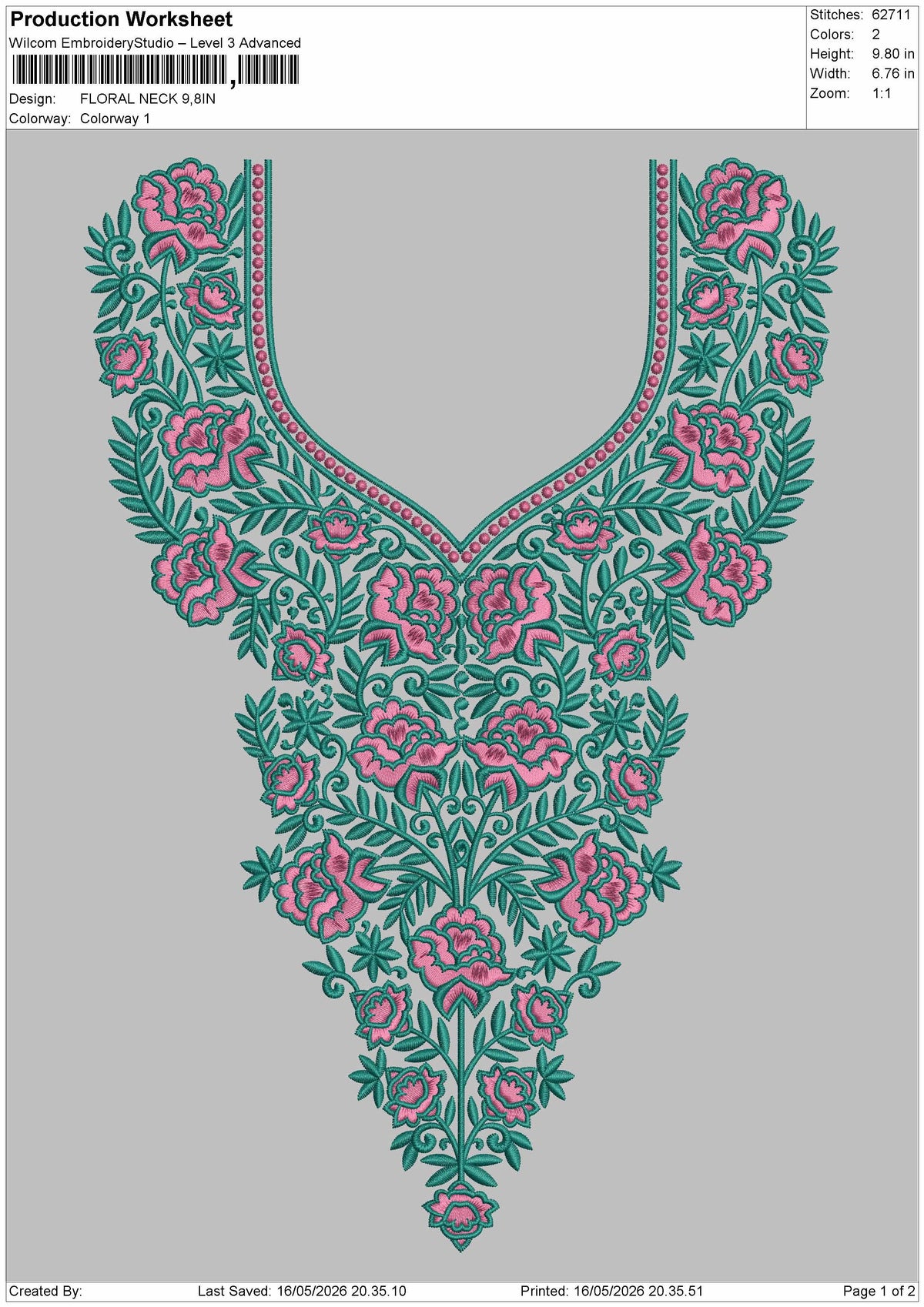 Floral Neck Embroidery Design File