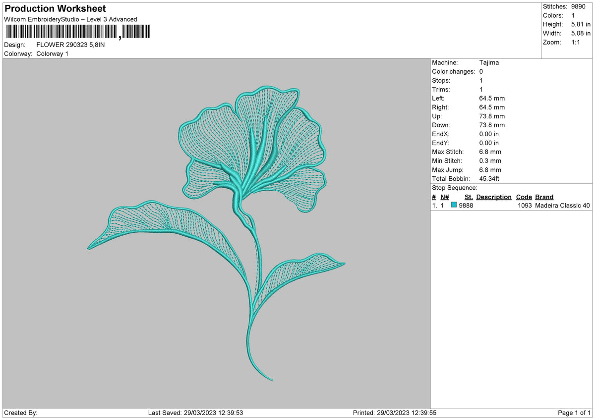 Flower 2903 Embroidery