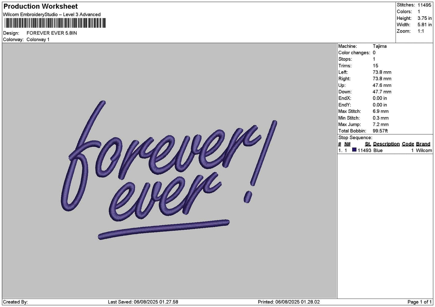 Forevertext 0608 Embroidery File 6 sizes