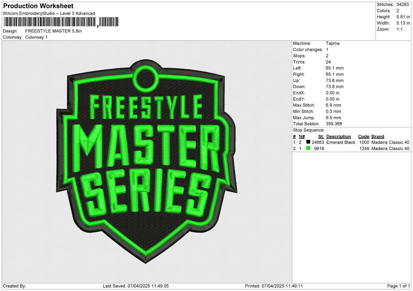 FREESTYLE Embroidery File 6 size