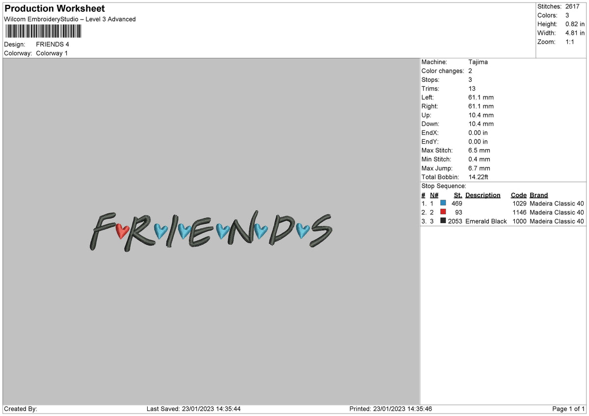Friends Txt Embroidery File 6 sizes