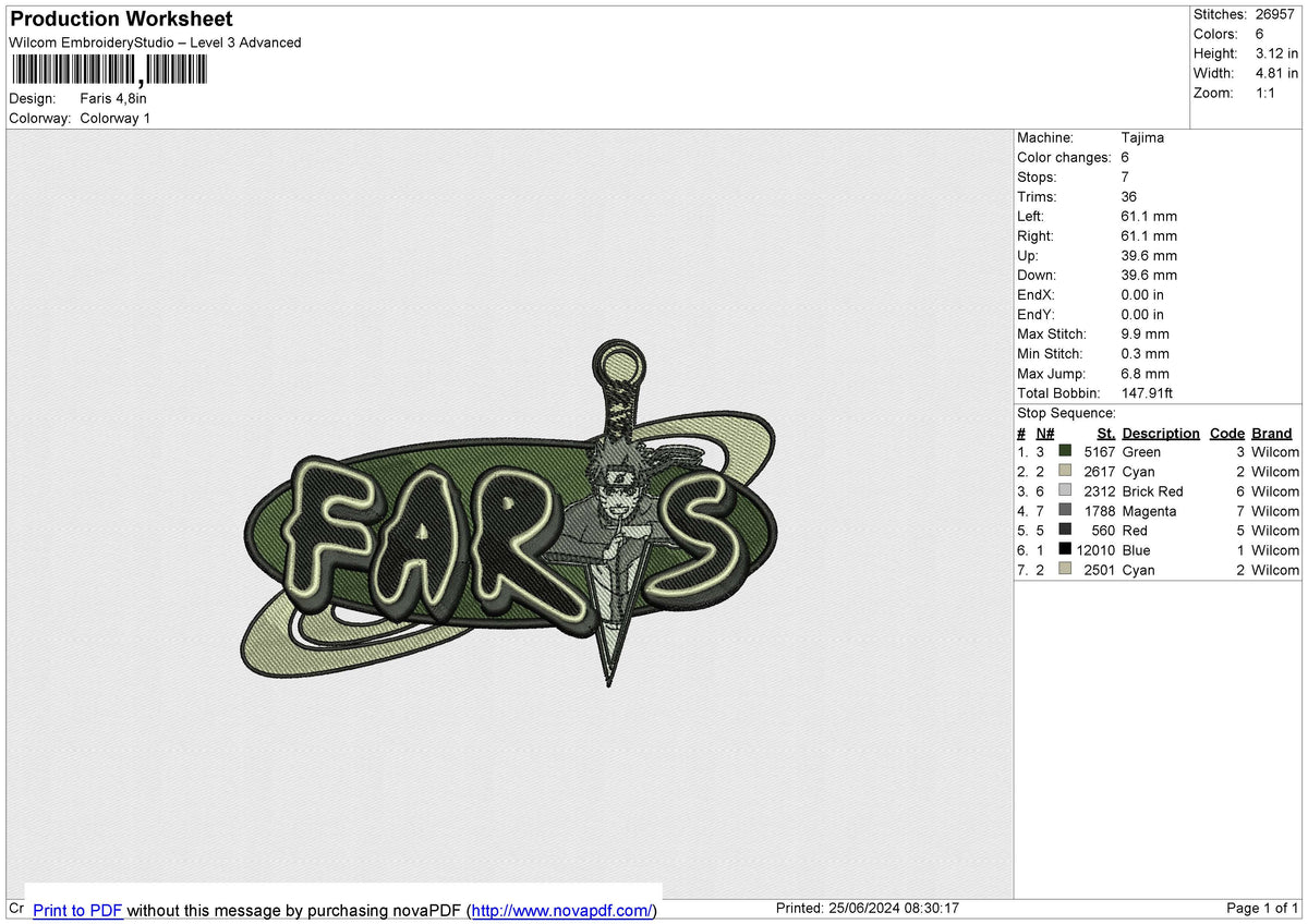 Faris Embroidery File 6 size