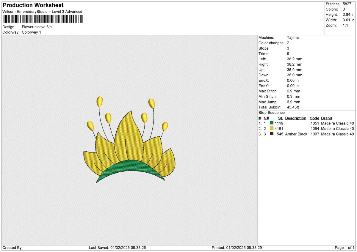 Flower sleeve hand Embroidery File 6 size