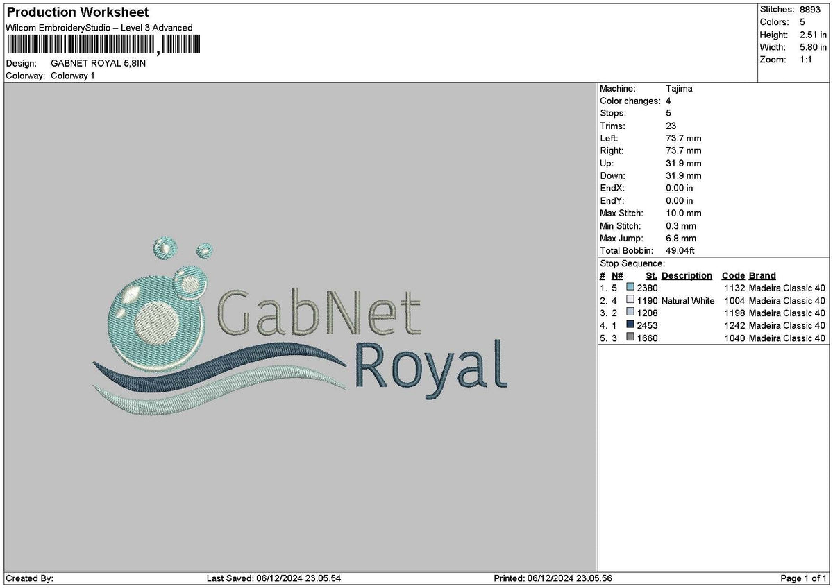 Royaltext 0612 Embroidery File 6 sizes