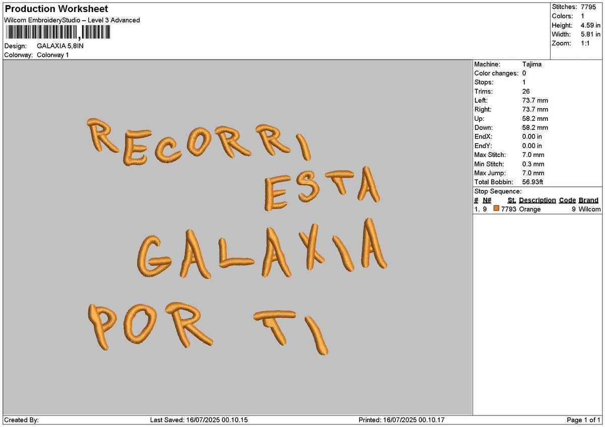 Galaxiatext Emboidery File 6 sizes