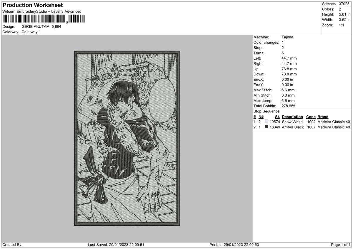 Gege A Embroidery File 6 sizes