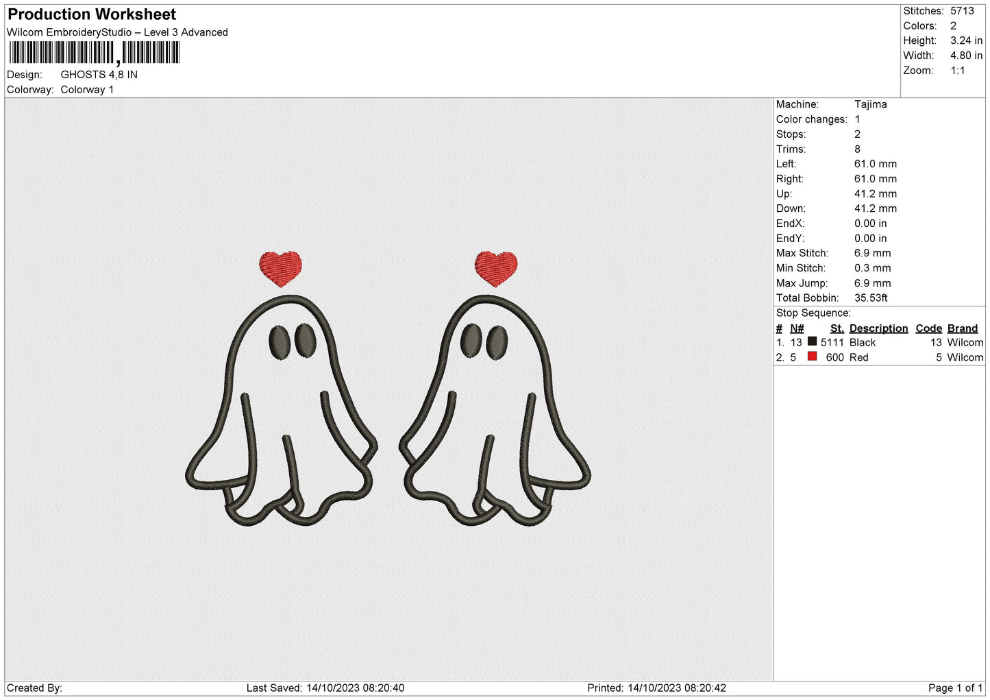 2GHOST Embroidery File 6 size