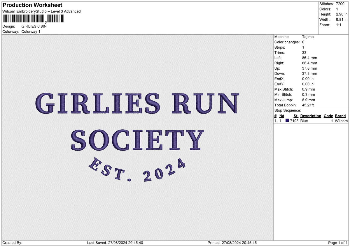 GIRLIES Embroidery File 6 size
