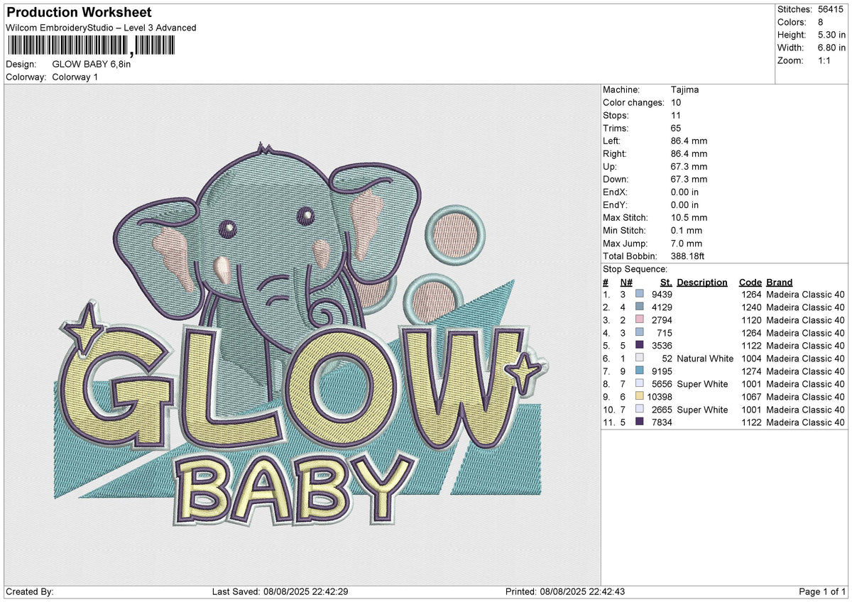 GLOW BABY Embroidery File 6 size