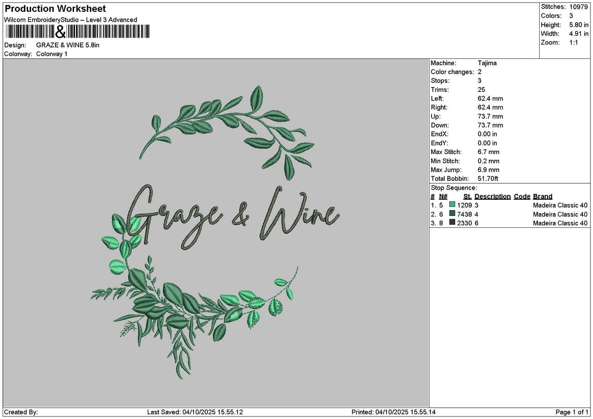 Winetext 0410 Embroidery File 6 sizes