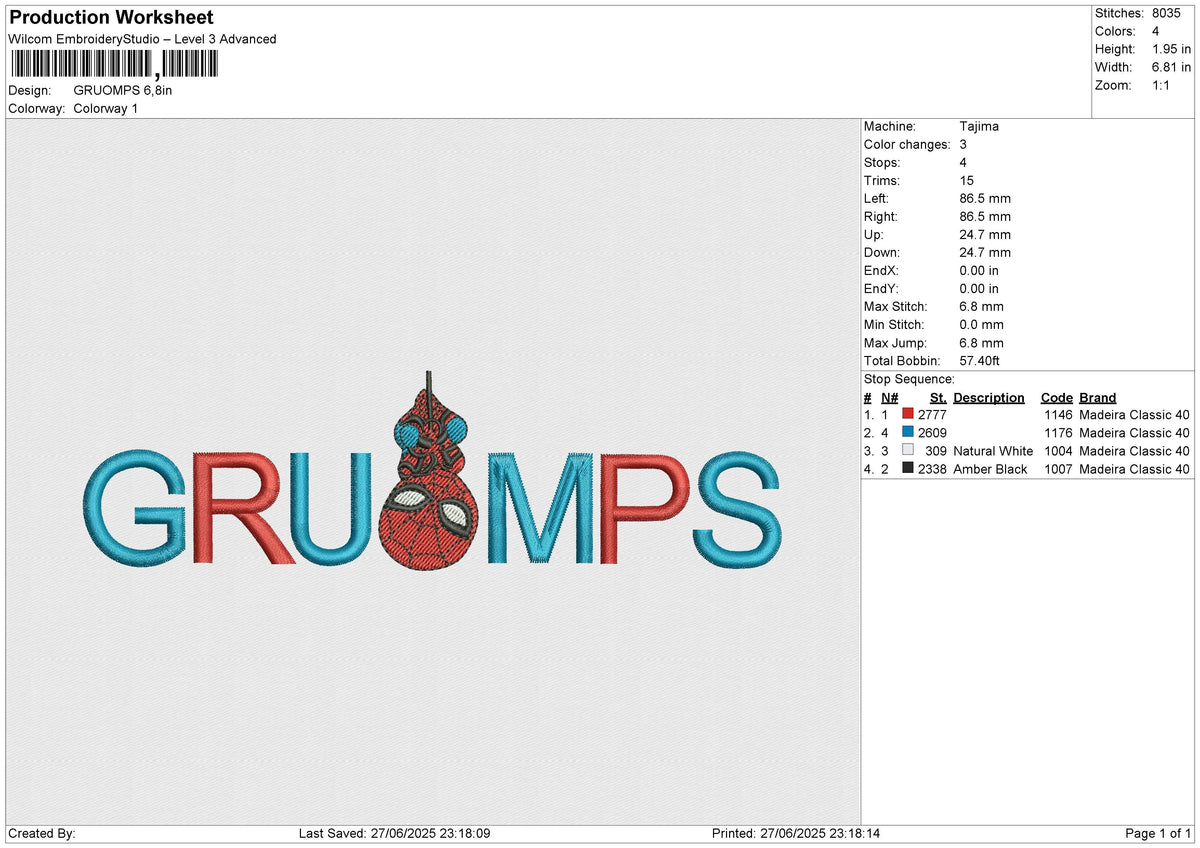 GRUOMPS Embroidery File 6 size