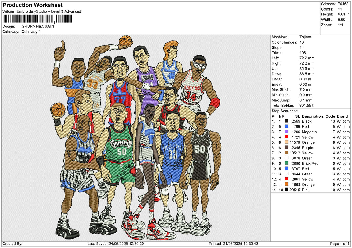 GRUPA NBA Embroidery File 6 size