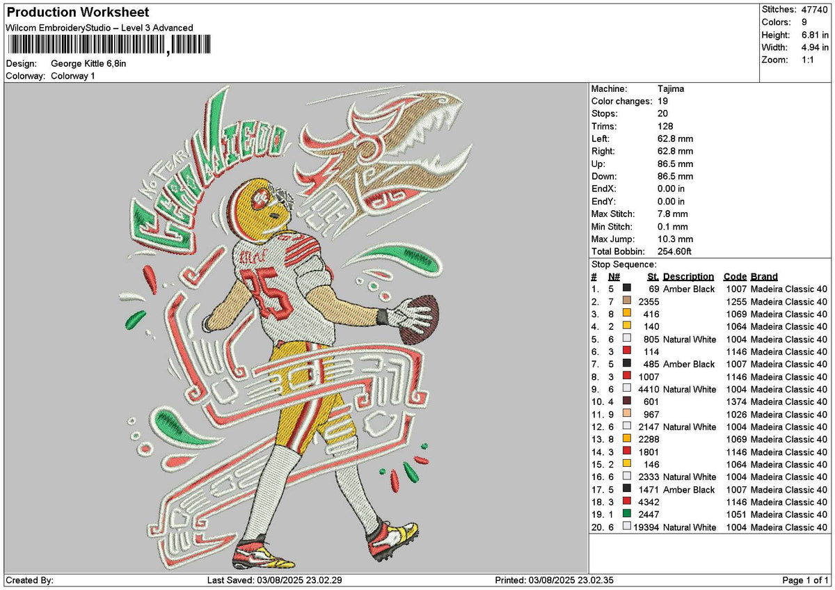 Baseball Player 0308 Embroidery File 6 sizes